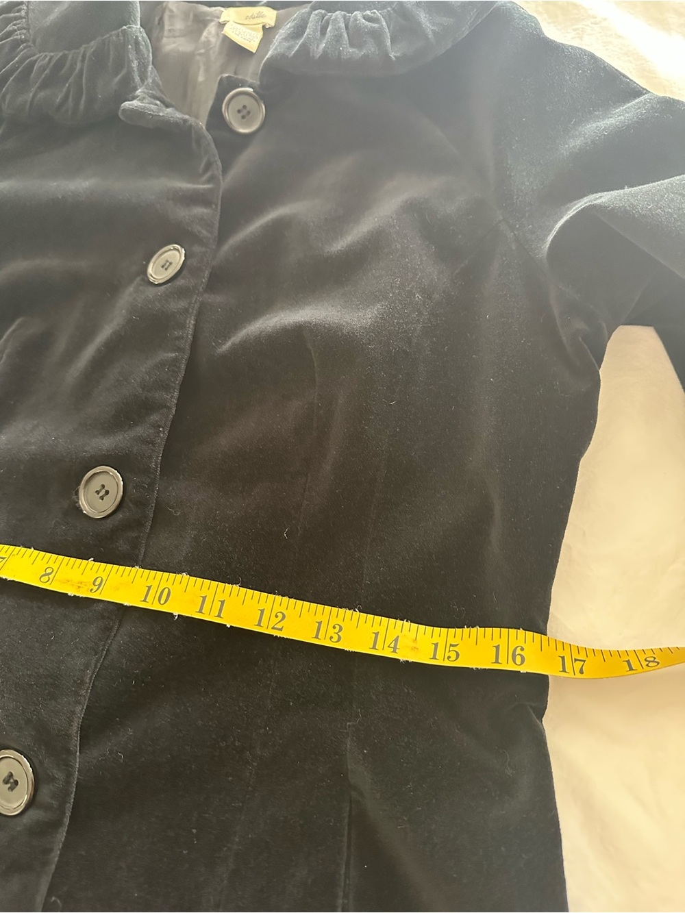 Odille (Anthropologie) velvet coat with ruffled collar and cuffs, size 8 - Picture 16 of 17